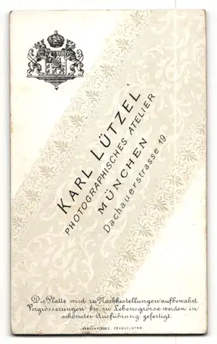 Fotografie Karl Lützel, München, Mann mit Oberlippenbart