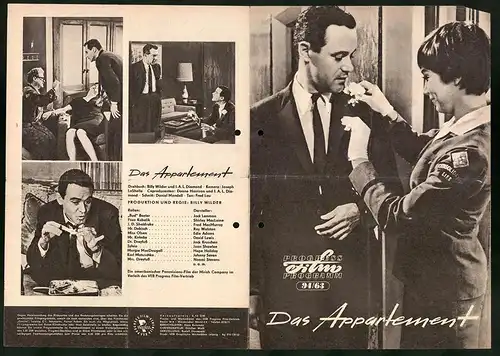 Filmprogramm PFP Nr. 94 /63, Das Appartement, Jack Lemmon, Shirley MacLaine, Regie: Billy Wilder