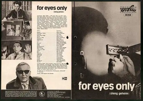 Filmprogramm PFP Nr. 72 /63, For eyes only, Alfred Müller, Helmut Schreiber, Regie: Janos Veiczi