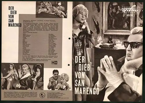 Filmprogramm PFP Nr. 69 /63, Der Dieb von San Marengo, Horst Drinda, Kurt Rackelmann, Regie: Günter Reisch