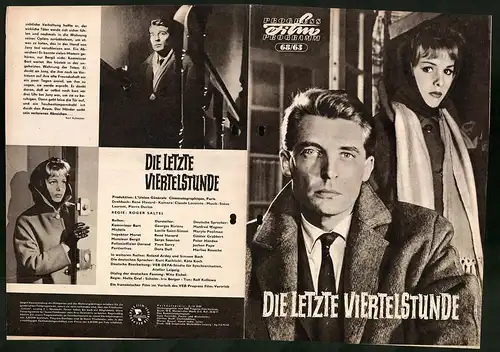 Filmprogramm PFP Nr. 68 /63, Die letzte Viertelstunde, Georges Rivière, Lucile Saint-Simon, Regie: Roger Saltei