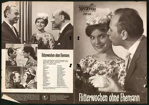 Filmprogramm PFP Nr. 101 /62, Flitterwochen ohne Ehemann, Kurt Ulrich, Eva Maria Hagen, Regie: Dr. Helmut Spiess