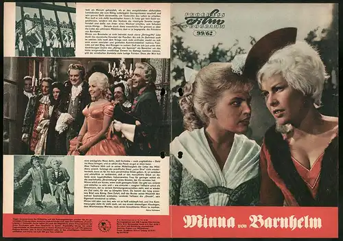 Filmprogramm PFP Nr. 99 /62, Minna von Barnhelm, Marita Böhme, Otto Mellies, Regie: Prof. Martin Hellberg