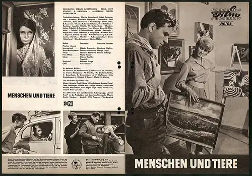 Filmprogramm PFP Nr. 96 /62, Menschen und Tiere, Nikolai Eremenko, Tamara Makarowa, Regie: Sergej Gerassimow