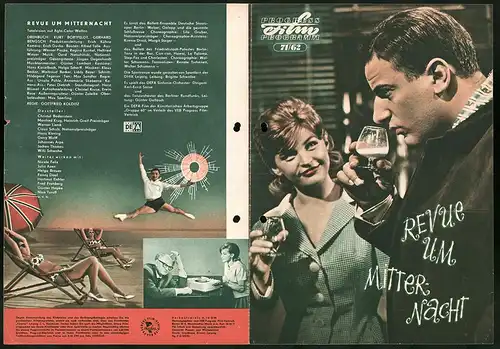 Filmprogramm PFP Nr. 71 /62, Revue um Mitternacht, Christel Bodenstein, Manfred Krug, Regie: Gottfried Kolditz