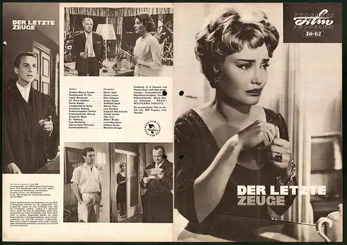 Filmprogramm PFP Nr. 50 /62, Der letzte Zeuge, Martin Held, Hanns Lothar, Regie: Wolfgang Staudte