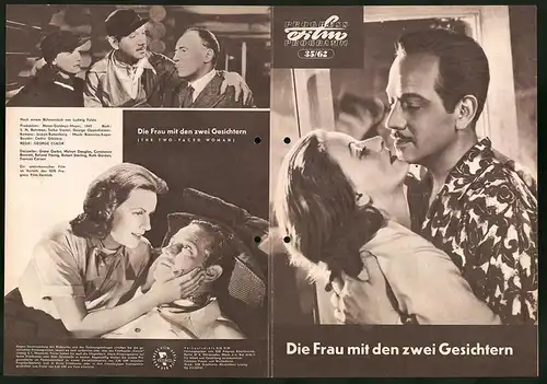 Filmprogramm PFP Nr. 35 /62, Die Frau mit den zwei Gesichtern, Greta Garbo, Melvyn Douglas, Regie: George Cukor