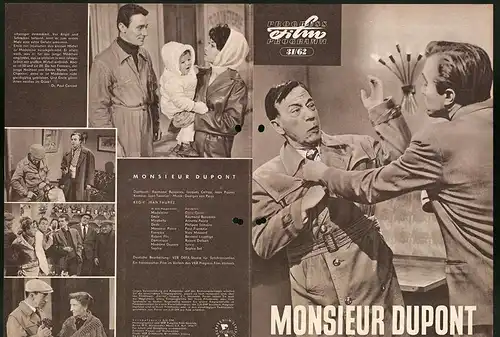 Filmprogramm PFP Nr. 31 /62, Monsieur Dupont, Dany Carrel, Raymond Bussières, Regie: Jean Faurez