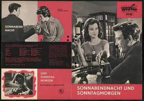 Filmprogramm PFP Nr. 23 /62, Sonnabendnacht und Sonntagmorgen, Albert Finney, Rachel Roberts, Regie: Karel Reisz