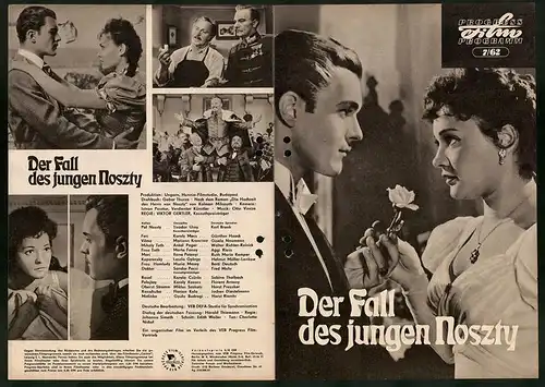 Filmprogramm PFP Nr. 7 /62, Der Fall des jungen Noszty, Tivadar Uray, Karoly Mecs, Regie: Viktor Gertler