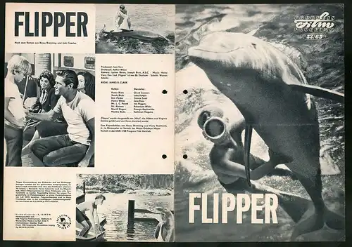 Filmprogramm PFP Nr. 53 /65, Flipper, Chuck Connors, Luke Halpin, Regie: James B. Clark