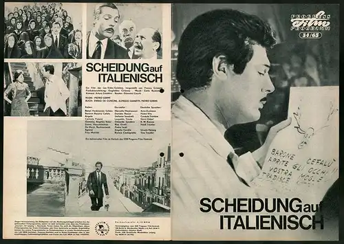 Filmprogramm PFP Nr. 34 /65, Scheidung auf italienisch, Marcello Mastroianni, Daniela Rocca, Regie: Pietro Germi