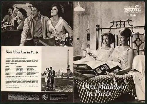 Filmprogramm PFP Nr. 125 /64, Drei Mädchen in Paris, Daniel Gelin, Ghita Norby, Regie: Gabriel Axel