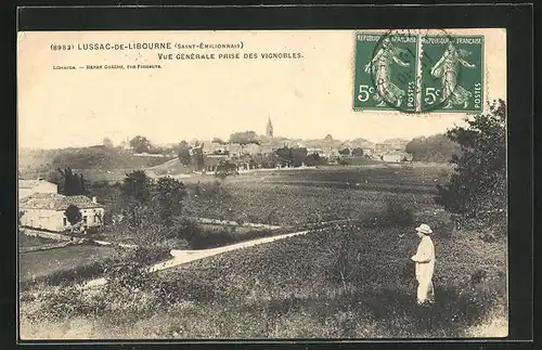 AK Lussac-de-Libourne, Vue generale prise des Vignobles