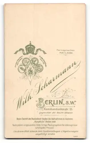Fotografie Wilh. Scharmann, Berlin, Portrait charmanter junger Mann im eleganten Anzug