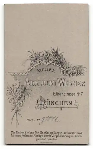 Fotografie Adalbert Werner, München, Portrait wunderschönes Fräulein mit Dutt