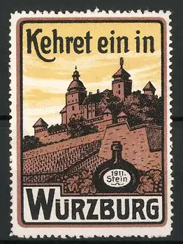 Reklamemarke Würzburg, Schloss-Ansicht, Flaschen 1911 Stein
