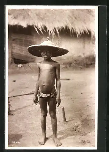 AK Afrikansiches Kind mit grossem Hut