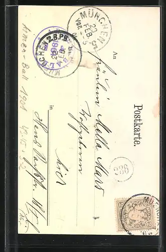AK München, Kind beim Armen-Ball mit Bierkrug und Zylinder 1901