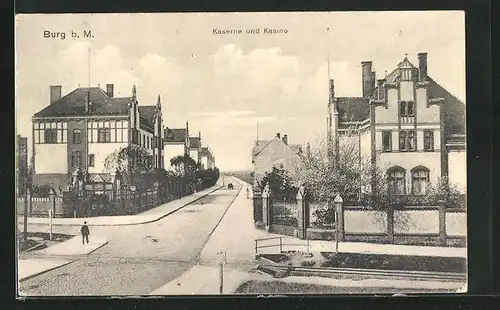 AK Burg, Strasseneck an der Kaserne und Casino