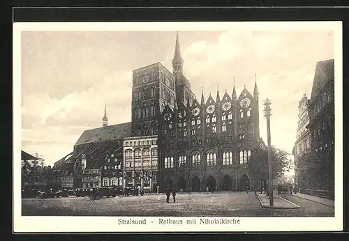 AK Stralsund, Rathaus mit Nikolaikirche