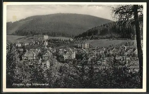 AK Ilmenau, das Villenviertel aus der Vogelschau