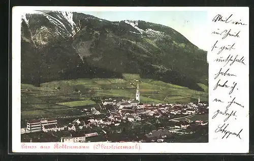 AK Rottenmann i. Steiermark, Blick auf den gesamten Ort, Blick zur Kirche