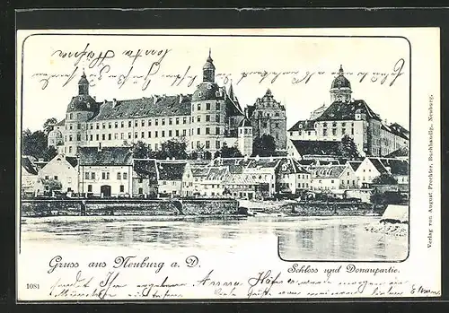 AK Neuburg a. D., Schloss und Donaupartie