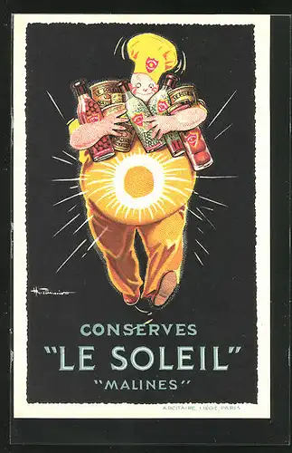 AK Reklame für Konserven von Le Soleil Malines