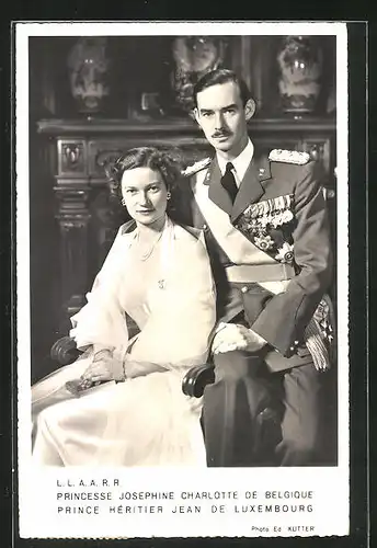 AK L. L. A. A. R. R. Princesse Josephine Charlotte de Belgique & Prince Héritier Jean de Luxembourg