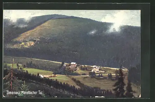 AK Ilmenau /Thür., Sicht ins Manebacher Tal aus der Vogelschau