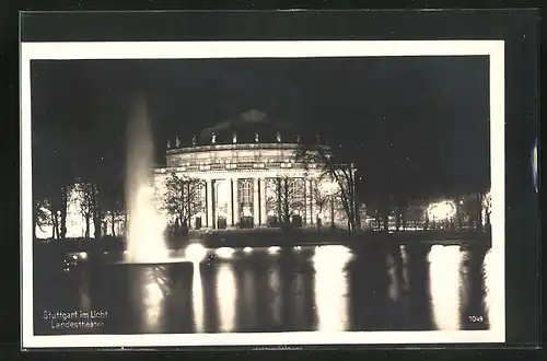 AK Stuttgart, Landestheater bei Nacht