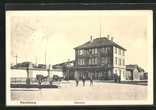 AK Rendsburg, Bahnhof mit Vorplatz