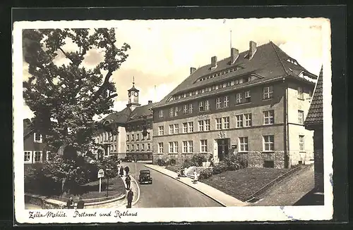AK Zella-Mehlis, Postamt und Rathaus