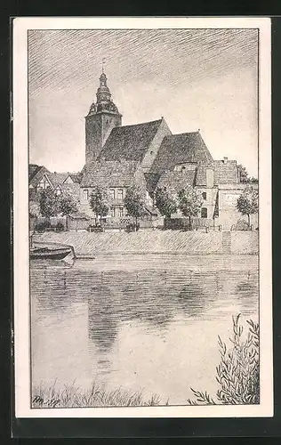 AK Havelberg, St. Laurentiuskirche mit Havel