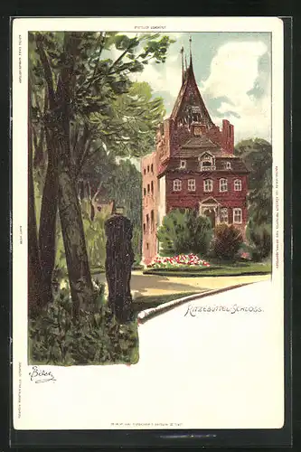 Künstler-AK Carl Biese: Ritzebüttel, Schloss mit Garten