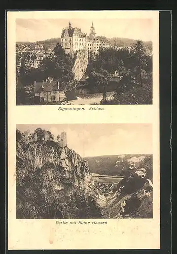 AK Sigmaringen, Schloss, Partie mit Ruine Hausen