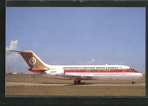 AK Flugzeug McD Douglas DC-9-14 der Fluggesellschaft Continental's Houston Proud Express auf dem Rolflfeld