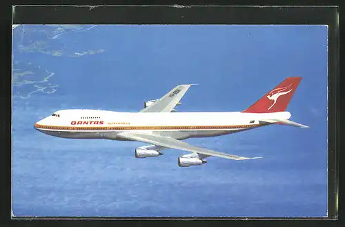 AK Flugzeug The Qantas 747B der Fluggesellschaft Qantas Airways in der Luft