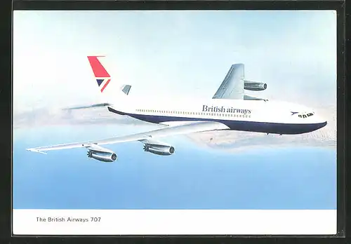 AK Flugzeug Boeing 707 der Fluggesellschaft British Airways in der Luft
