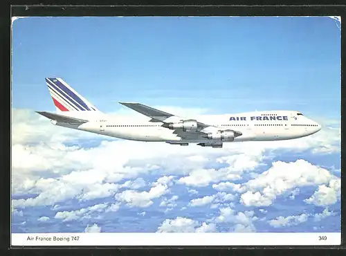 AK Flugzeug Boeing 747 der Fluggesellschaft Air France über den Wolken