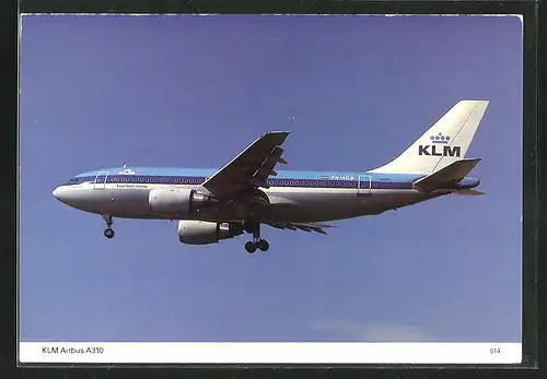 AK Flugzeug Airbus A310 der Fluggesellschaft KLM in der Luft