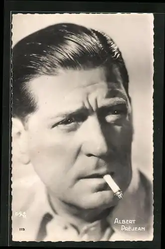 AK Schauspieler Albert Préjean mit Zigarette