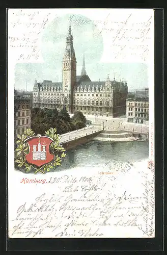 AK Hamburg, Blick zum Rathaus, Wappen