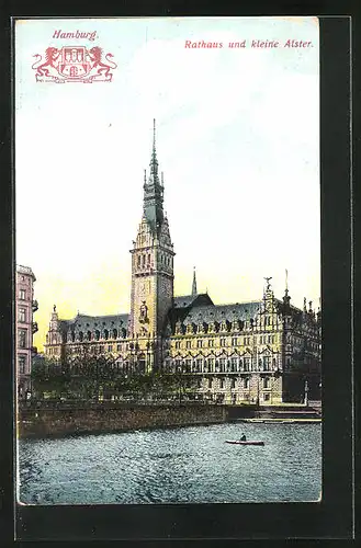 AK Hamburg, Rathaus und kleine Alster