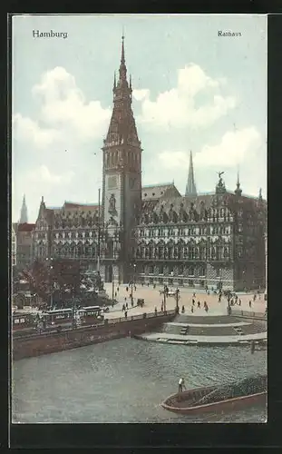 AK Hamburg, Rathaus aus der Vogelschau