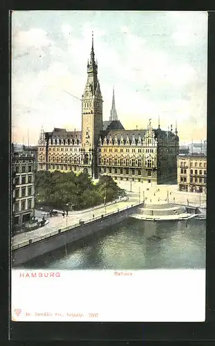 AK Hamburg, Rathaus aus der Vogelschau