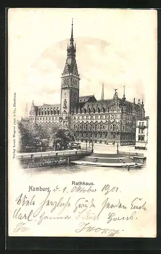 AK Hamburg, Blick zum Rathaus