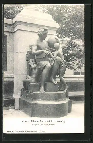 AK Hamburg, Kaiser Wilhelm Denkmal, Gruppe Verkehrswesen