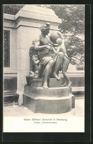 AK Hamburg, Kaiser Wilhelm Denkmal, Gruppe Verkehrswesen